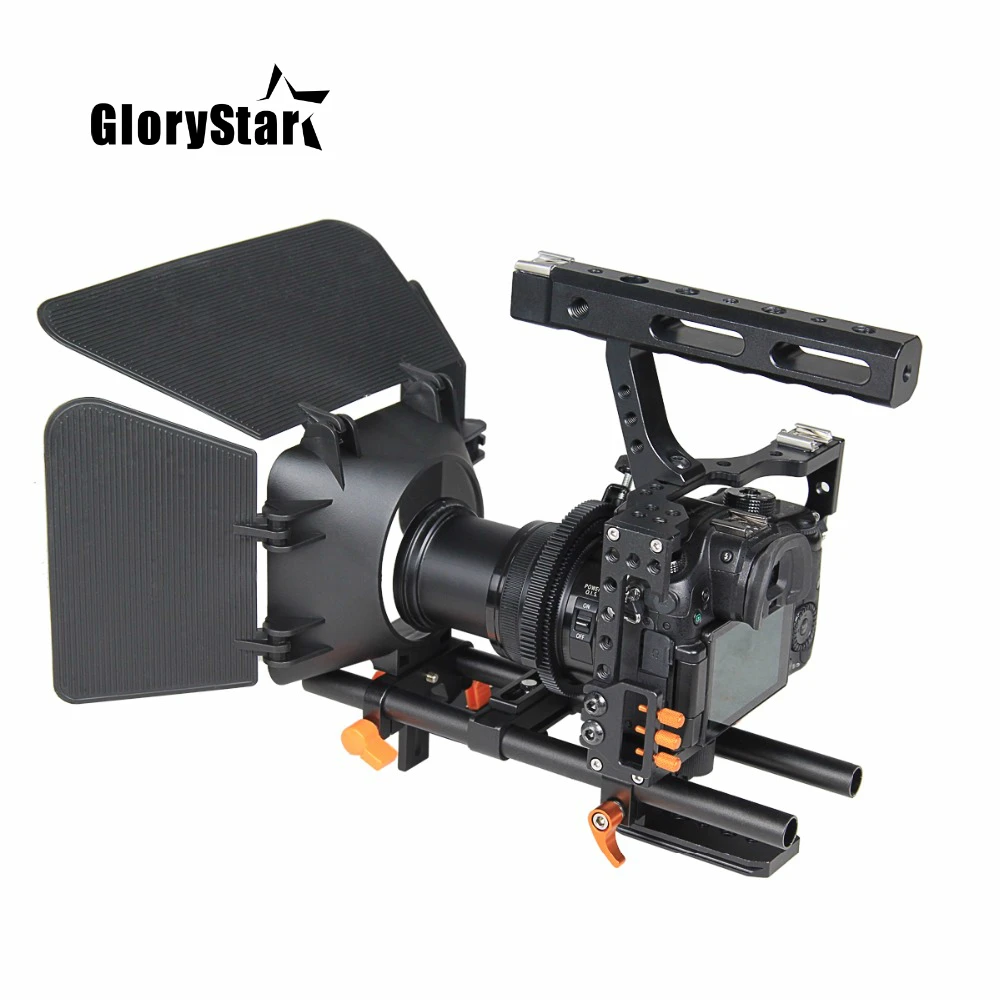 

DSLR Video Stabilizer Film Movie Making Camera Cage with 15mm Rod System Rig Kit for Sony A7/A7II/A7s/A7r/A7Rii Panasonic GH4