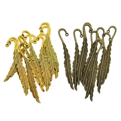 10x Vintage Metal Bookmark Feather Pendant Beading Jewelry Making Craft 81mm