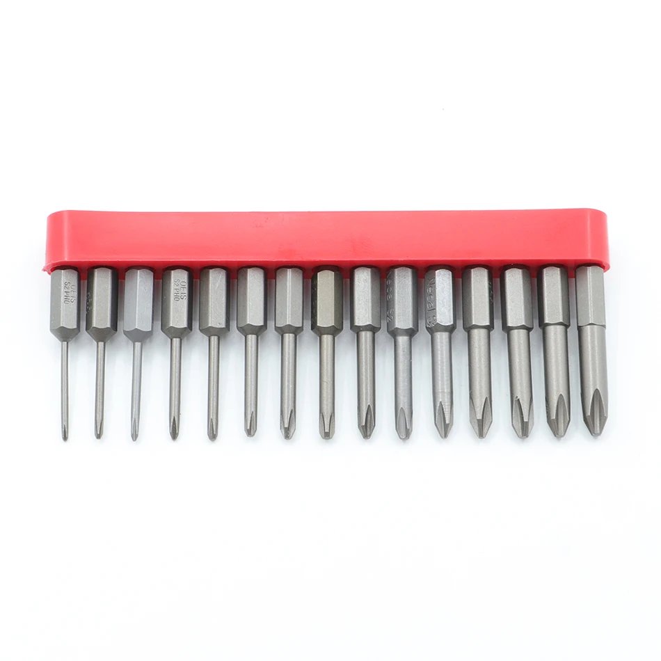 15Pcs Set 50mm 1/4 punte esagonali a croce con codolo esagonale cacciavite elettrico utensili a mano cacciavite magnetico punta da trapano S2
