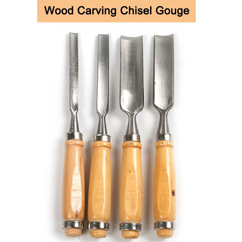 4Pcs Woodworking Chisels Set Wood Carving Gouge Tool 6/12/18/24mm Wood Chisels kit Gift for Artist Carpenter Craftsman