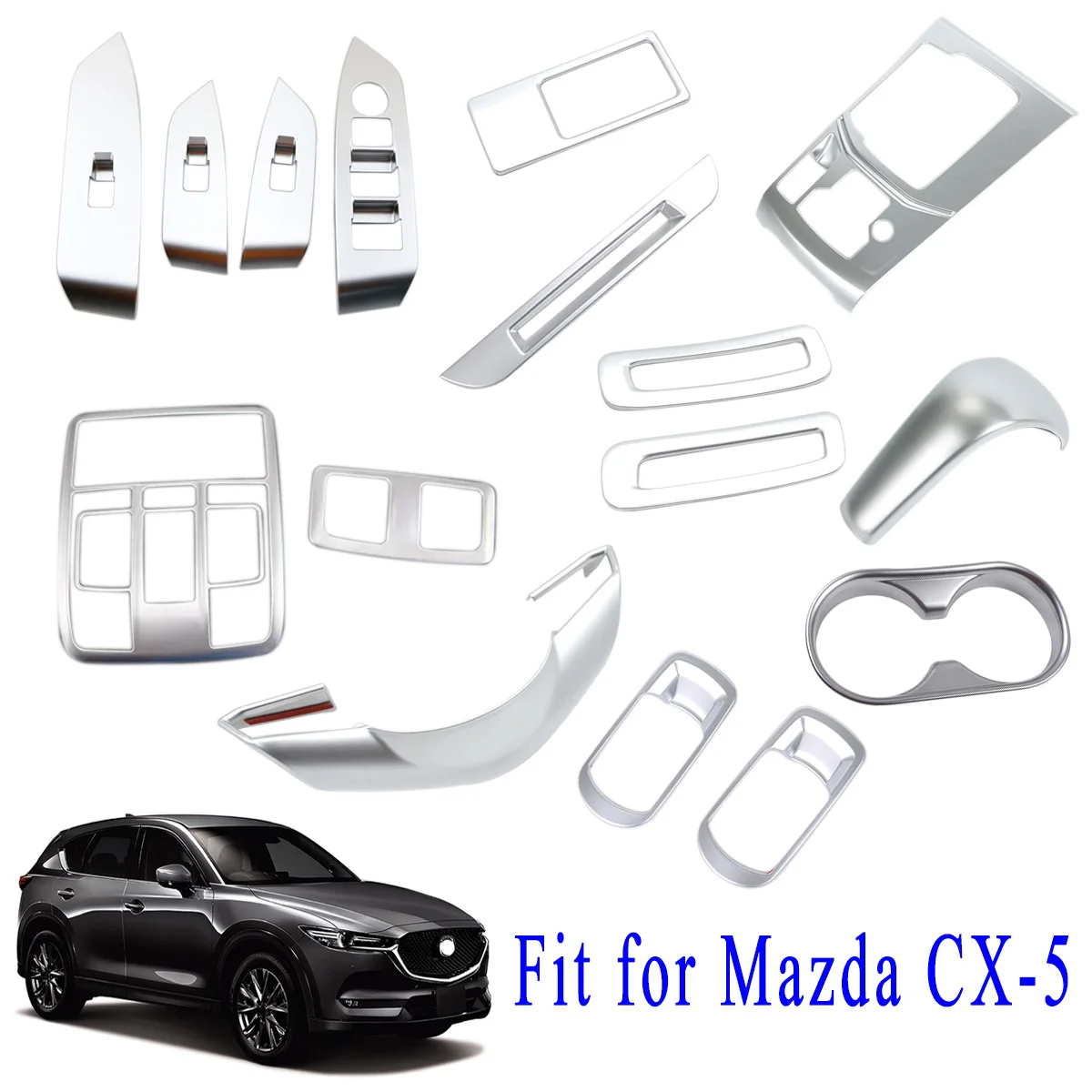 Accessories For Mazda CX5 CX-5 KF Chrome Headlight Adjust Water Cup Holder Gear Box Air Vent Cover Trim 2017-2022