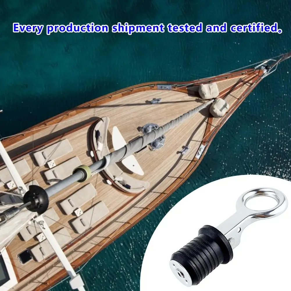 Stainless Steel 304 Handle Rubber Drain Plug Snap Tight Flip Style Hull Livewell Bilge Transom Seawall Marine Boat Accessories