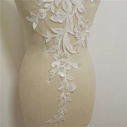 large  flowers appliuqe  embroidery lace with sequinces  appliques Patch bridal dreses DIY lace pieces fabric