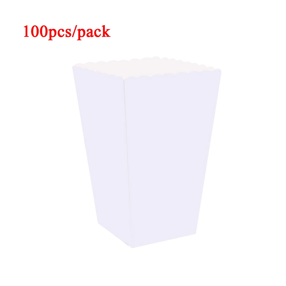 100pcs White Paper Movie Theater Cardboard Movie Theater Small Popcorn Container Box Box Box Cartons Holder Bags Holder White