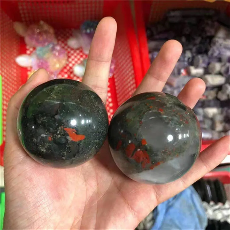 

1pcs Natural African Bloodstone Ball Tumbled Spheres Reiki Crystals And Stones Healing Feng Shui Ornament