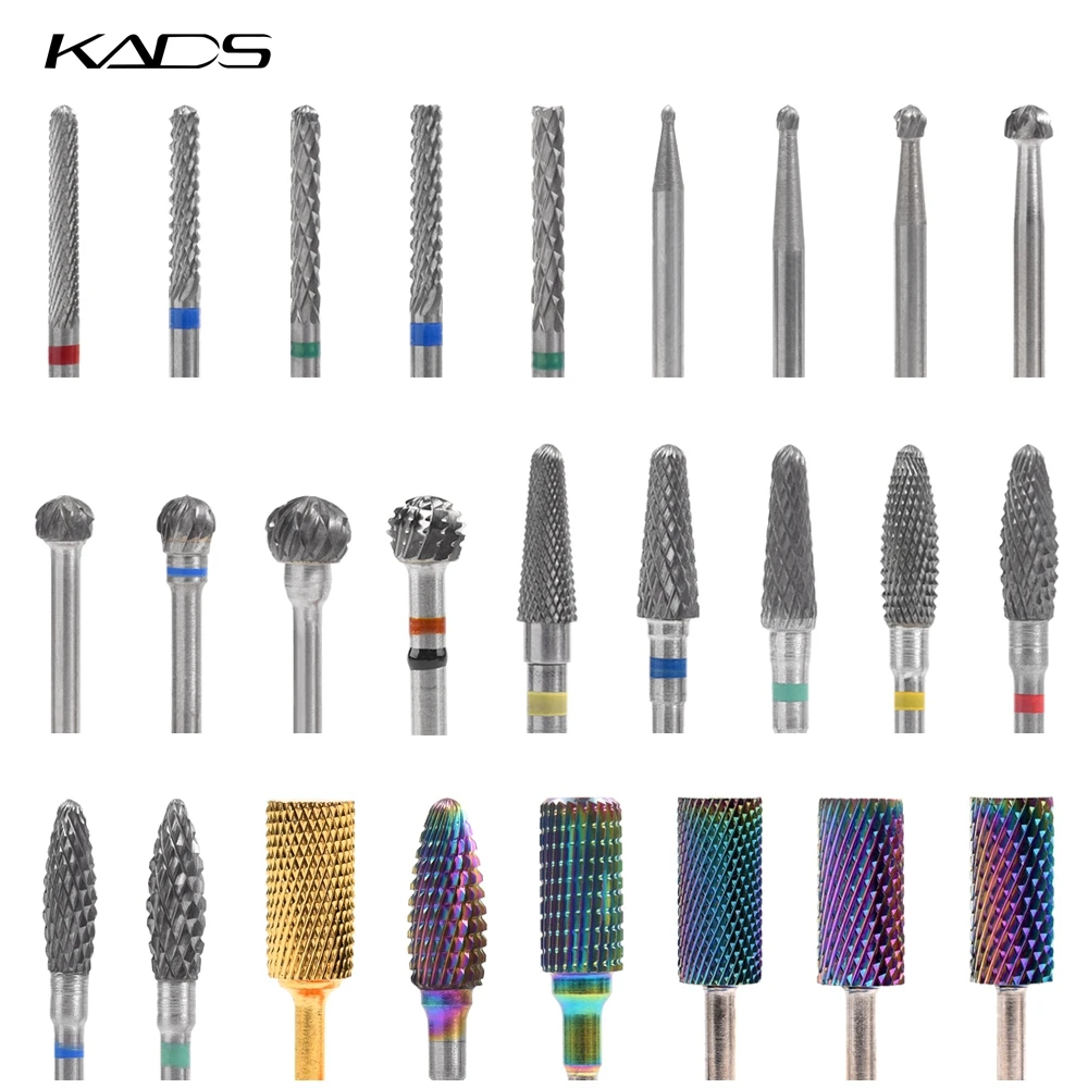 KADS Carbide Nail Drill Bits Milling Cutter For Manicure Machine Rotary Electric Drill Nail Files Nail Accesoires Nail Art Tools