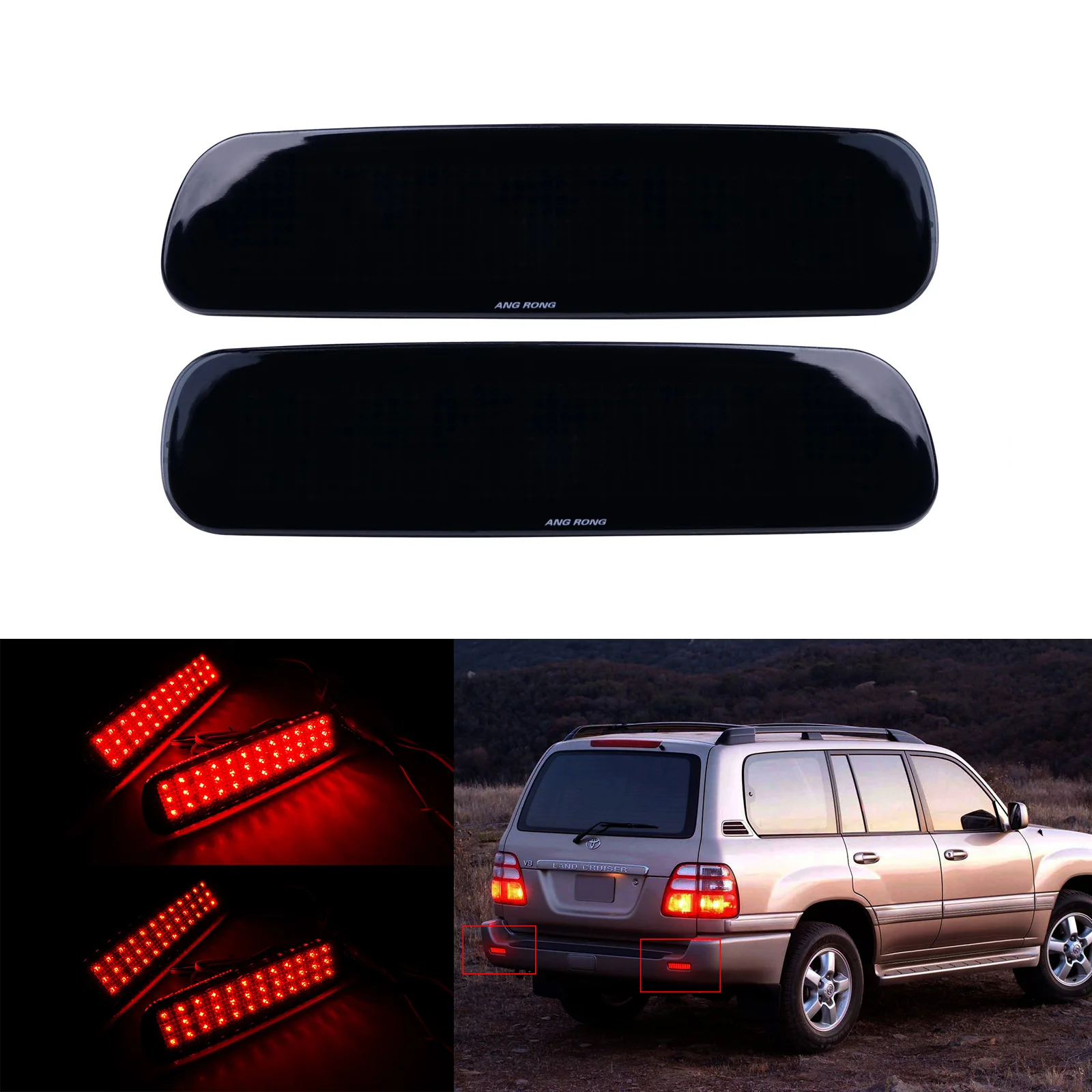 ANGRONG 2x Fit LEXUS LX470 Toyota Land Cruiser LED Rear Bumper Reflector Tail Stop Light