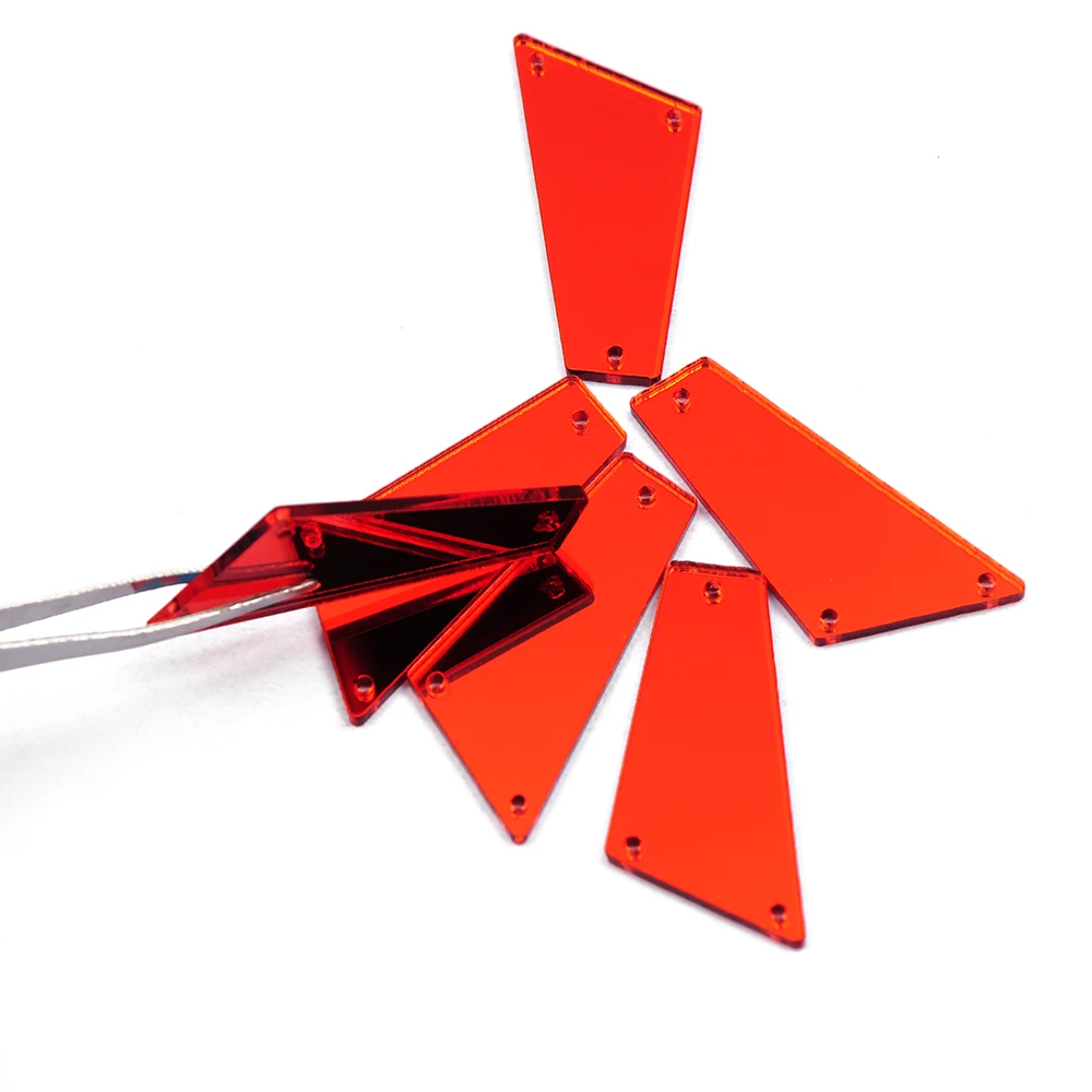 30 Stück Verschiedene Größen Rote Spiegel-Strasssteine Flache Acryl-Strasssteine zum Nähen für Kleider, Kleidungsstücke, Handarbeiten und Applikationen – Detail 5