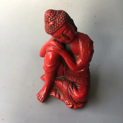 Antique Red Coral Sitting Buddha