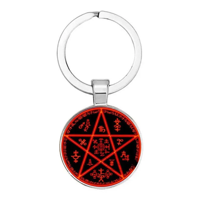 New Design Hellsing Alucard Five-Pointed Star Fashion Keychain Glass Cabochon Hellsing Five-Pointed Star Pendant Keychain