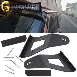 Upper Windshield 52” Curved Led Bar Lights Mounting Brackets for 1984-2001 Jeep Cherokee XJ & 1986-1992 Comanche MJ