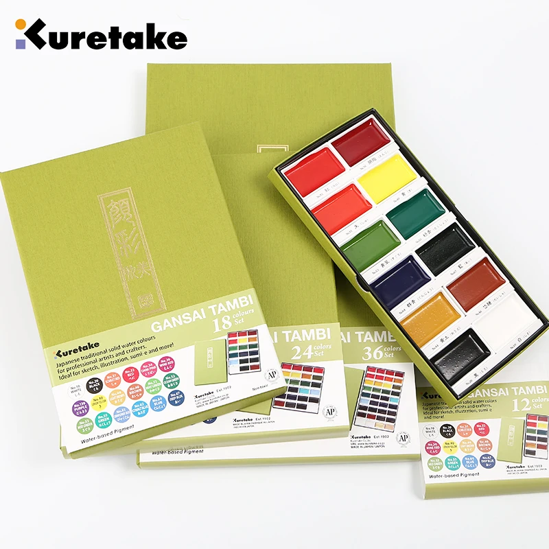 

1set ZIG Kuretake 36/48 Colors Solid Watercolor Paint Set Watercolors Field Sketch Set for Painting Supplies