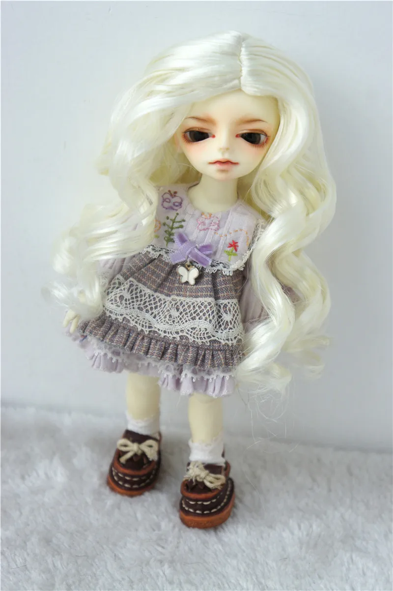 JD340 1/12 1/8 4-5 pollici 5-6 pollici Lady Roll ricci da ragazza Sauvage mohair sintetico parrucche BJD Lati bianco piccoli accessori per bambole