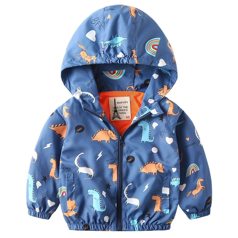 CROAL CHERIE  Spring Dinosaur Kids  Jacket for Girls Boy Childrens\' Windbreakers Baby Toddler Kids Coat Children Clothes