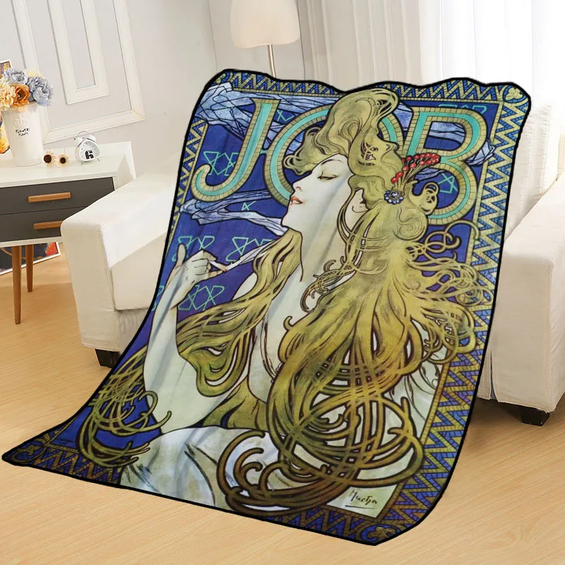 Custom Alphonse Mucha Blankets Printing Soft Nap Blanket On Home/Sofa/Office Portable Travel Cover Blanket