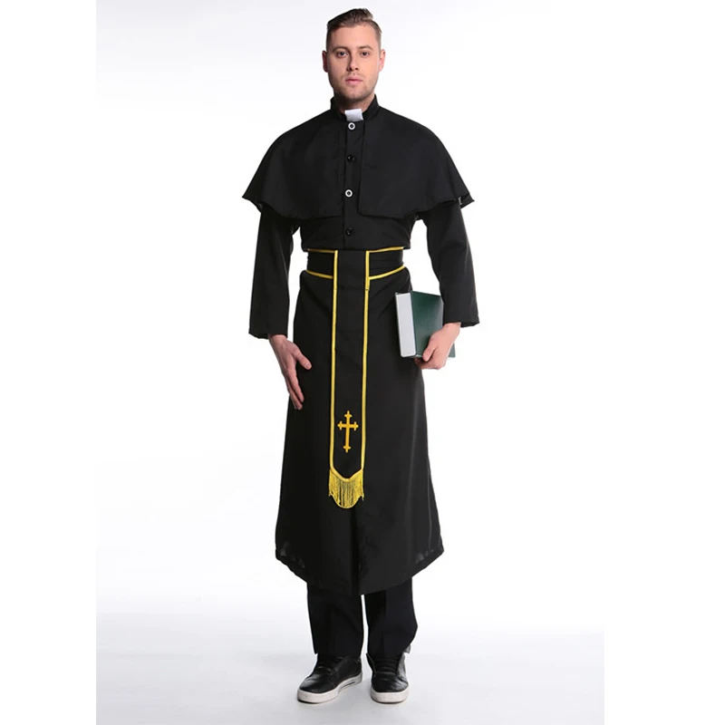 Couple Priest Nun Habit Costume Traditional  Medieval Religious Outfit Cosplay Fancy Party Dress Carnival Halloween