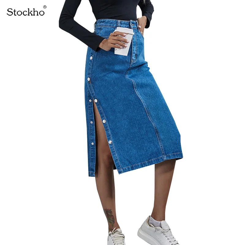 

Women's Denim Skirt Mid-Length High Waist Denim Straight Skirt Fashion Denim Short Skirt Spring and Autumn New Women's Bottoms