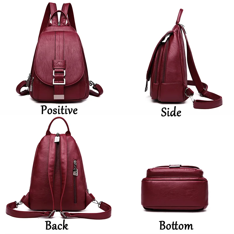 Designer Multifunctional Backpacks Women Fashion Anti theft Leather Travel Backpack Large Capacity School Bags for Teenage Girls