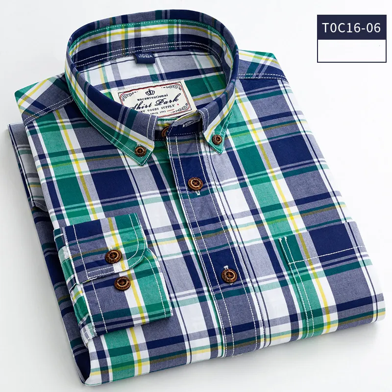 2021 New Men Shirt 100% Cotton High Quality Long Sleeve Casual BusinessPlaid Fashion Branded Clothes Bright Color DA451