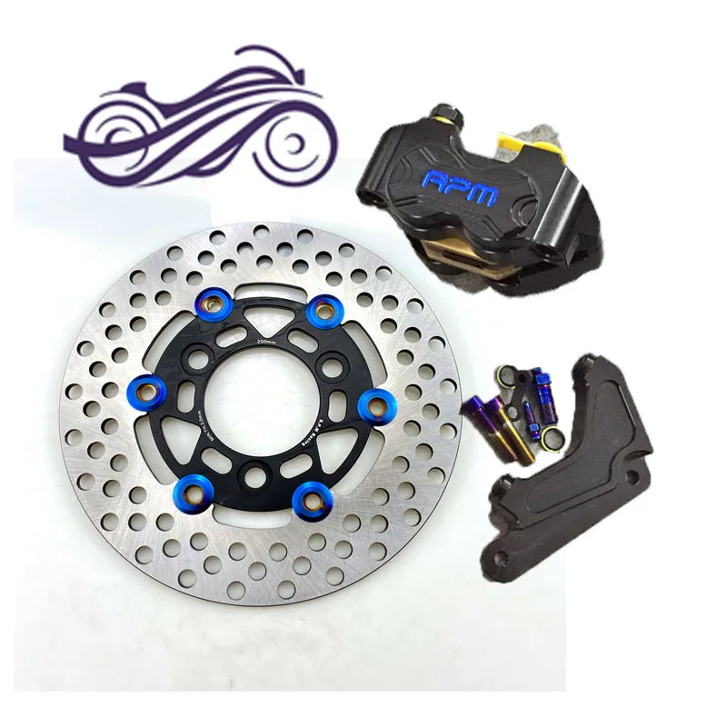 

Motorcycle Front Fork Brake Caliper + Brake Pump Adapter Bracket 200mm Brake Disc Rotor Brake Discs Set For DIO ZX CNC