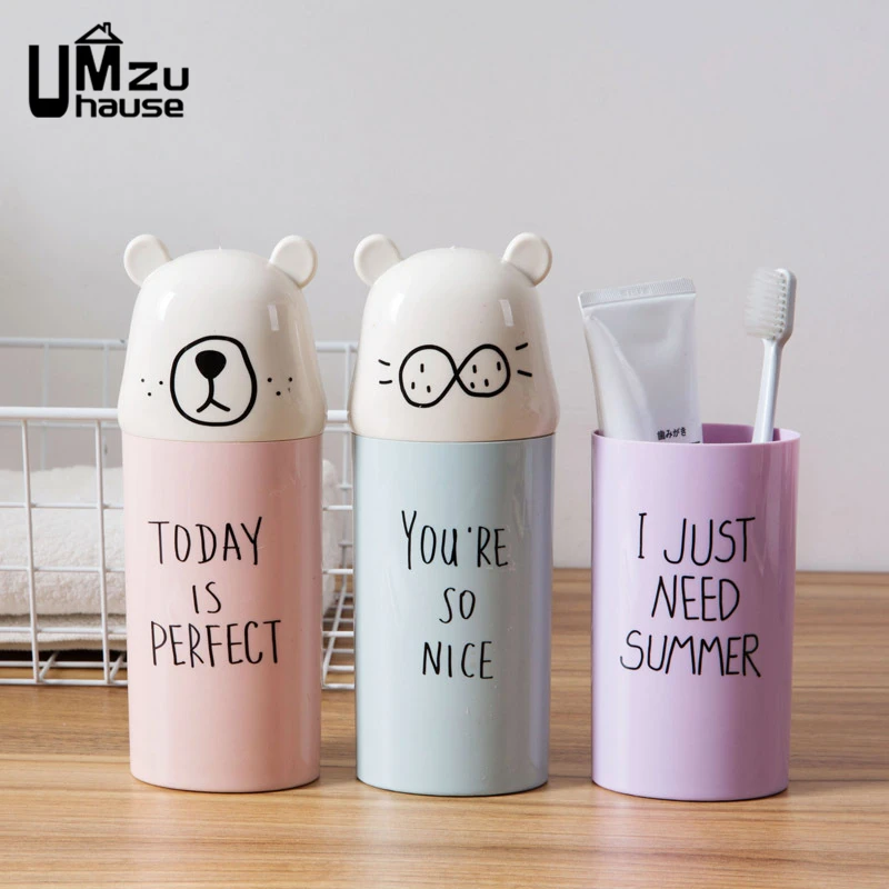 Cute Toothbrush Toothpaste Cups Portable Storage Boxes Dental Brush Washing Tooth Gargle Case Children Bathroom Travel Organizer