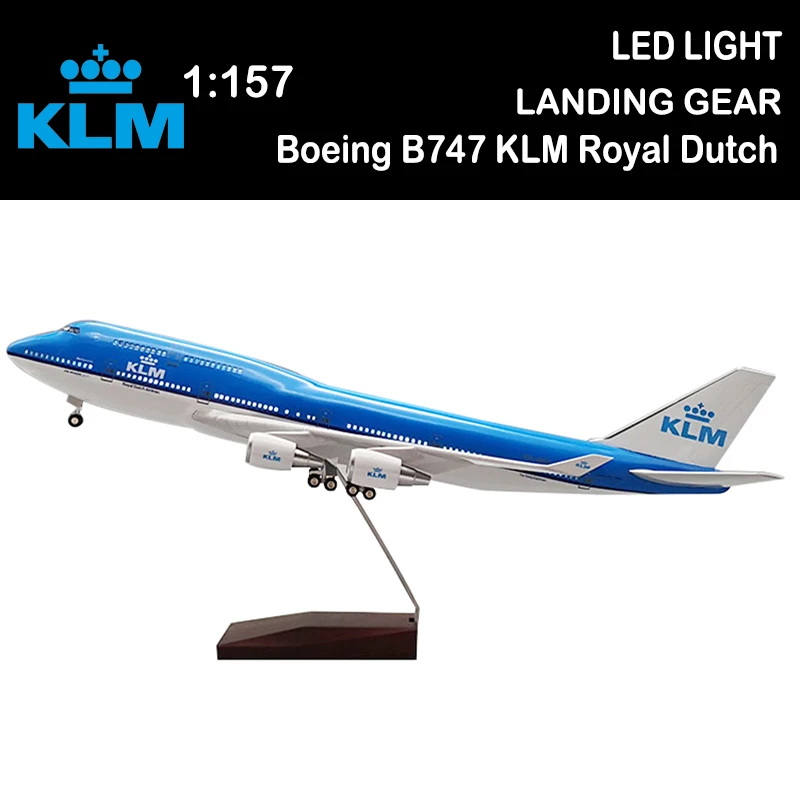 

1/157 47CM Airplane Boeing 747 B747 KLM Royal Dutch Airlines Model Light Wheel Diecast Plane Collection Airliner Gift Toys Show