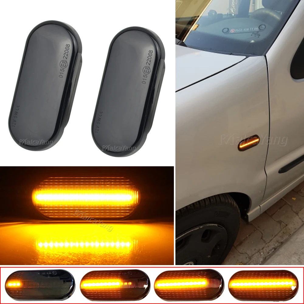 2x Side Marker Light For Seat Ibiza 6L Cordoba Toledo Leon 1M Skoda Octavia Dynamic LED Turn Signal Flashing Indicator Blinker