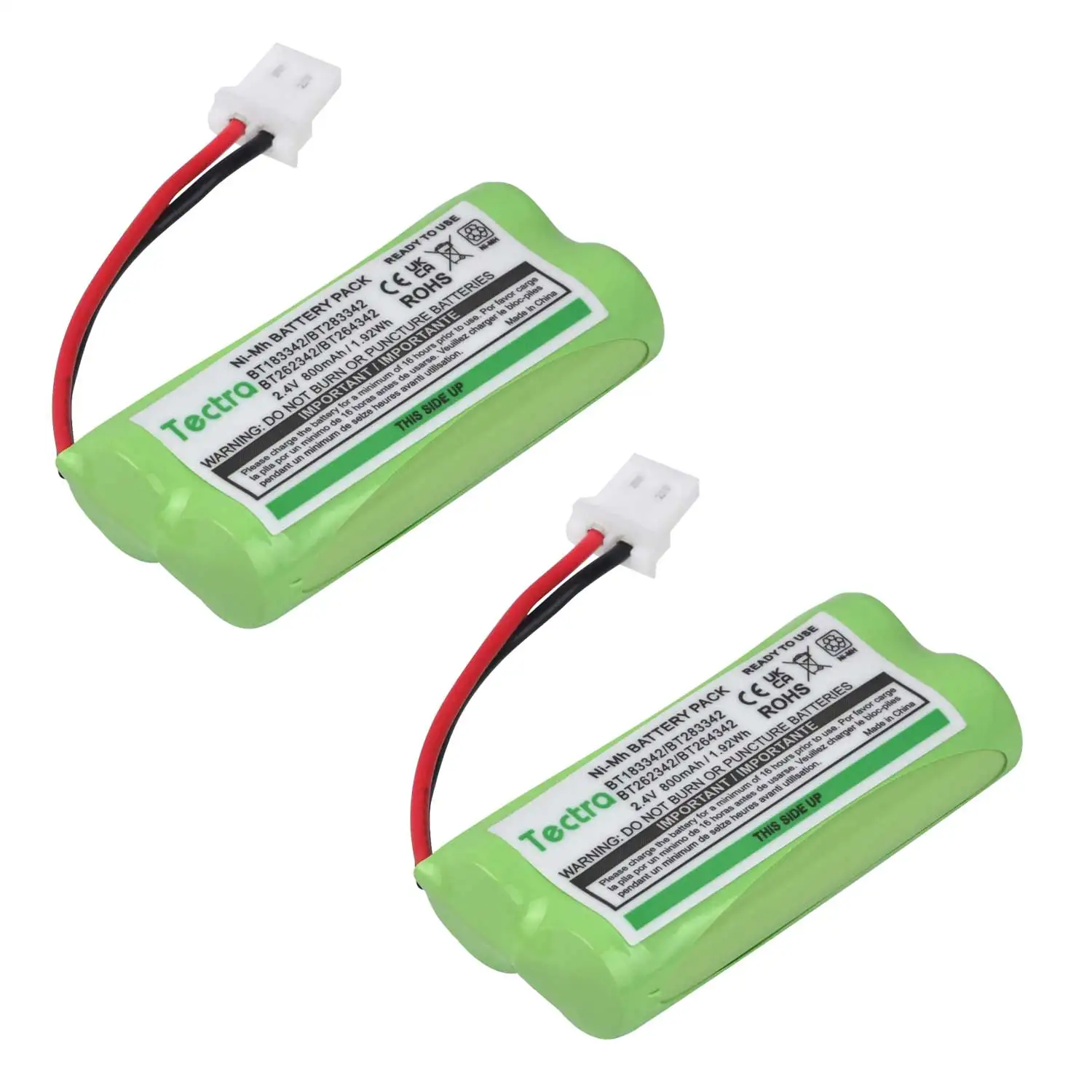 BT183342/BT283342 2.4V 800mAh Ni-MH Battery Pack, Compatible with AT&T VTech Cordless Phone Battery BT166342/CS6709/EL50003 etc