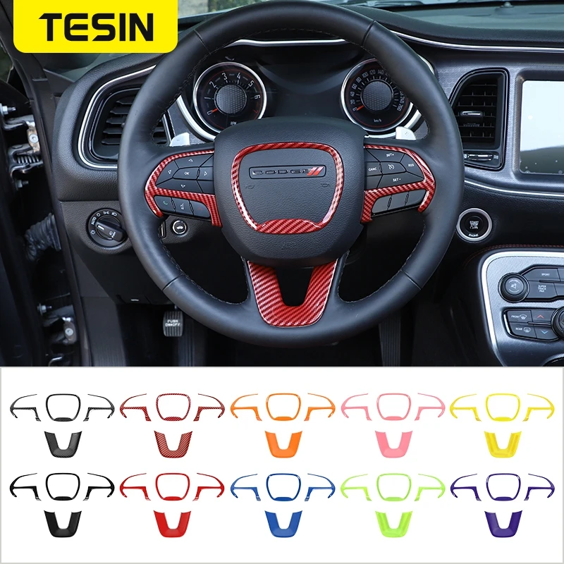 TESIN Car Steering Wheel Decoration Cover Accessories for Dodge Durango 2014-2022 for Dodge Charger Challenger 2015-2022