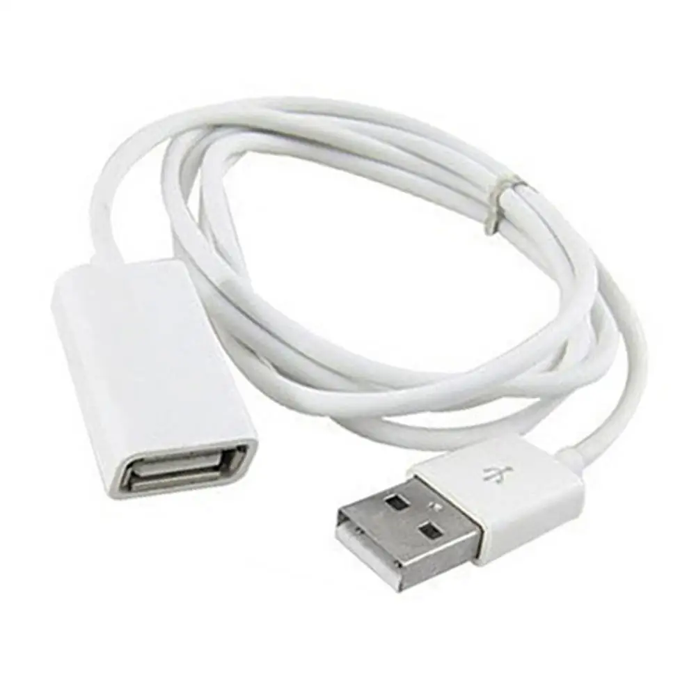 White PVC Metal USB 2.0 Male to Female USB Extension Adapter Cable Cord 1m 3Ft USB Devices hub