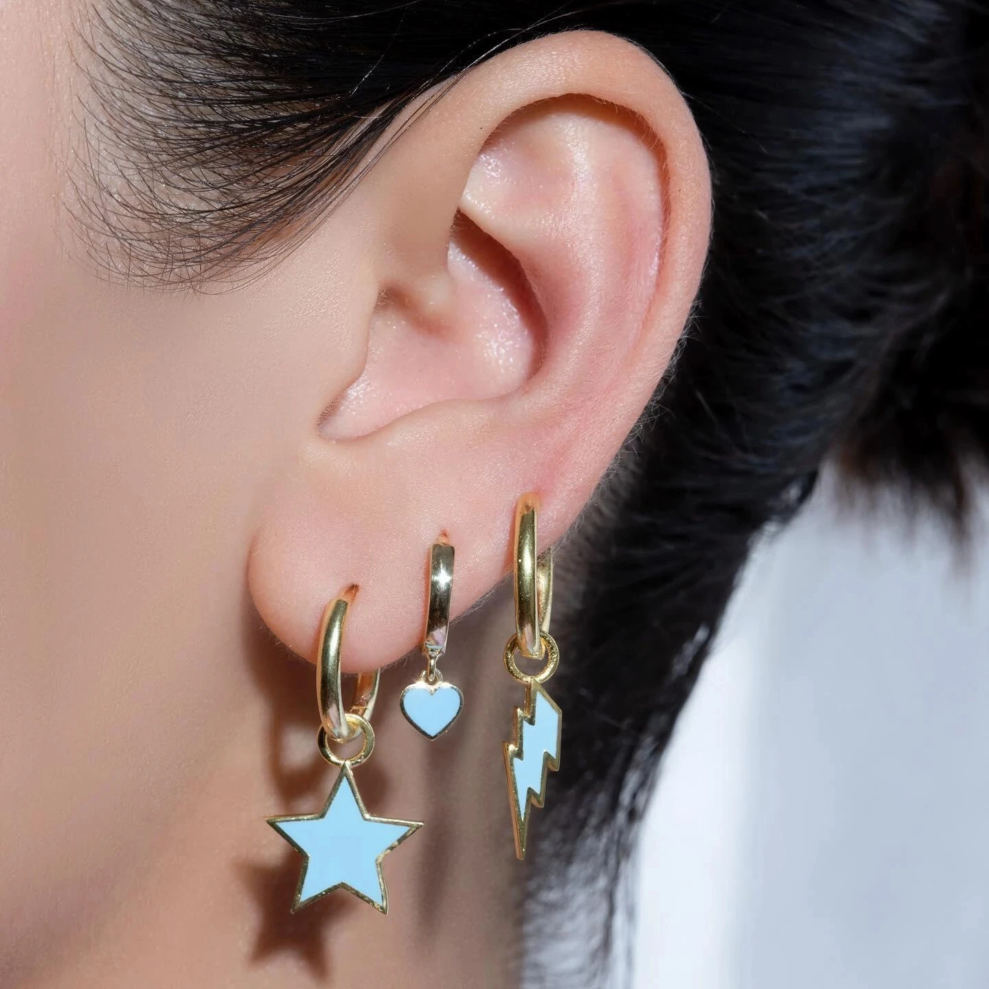 Gold Color Rainbow Colorful Girl Women Jewelry 2025 New Arrived Hot Selling Neon Enamel Lightning Bolt Charm Dangle Hoop Earring