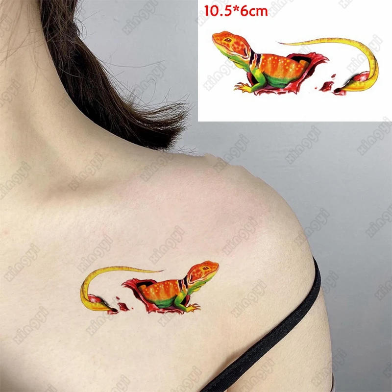 Halloween Waterproof Temporary Tattoo Sticker Fear Animal Lizard Wound Scar Children Tatoo Water Transfer Flash Tatto Man Woman