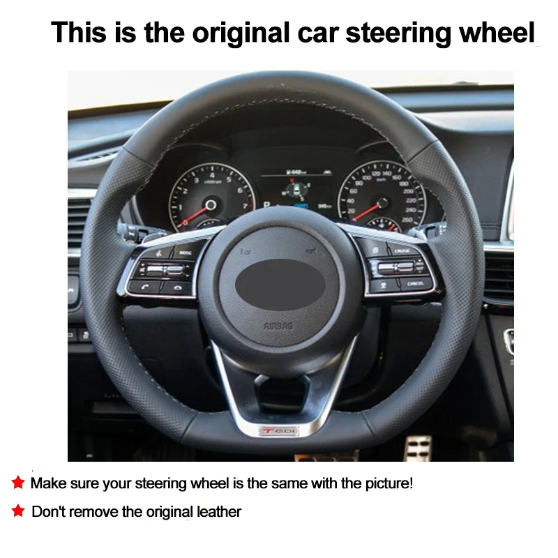 Hand Sewing Car Steering Wheel Cover Wrap For Kia K5 Optima 2019 2020 Forte GT 2019-2021 Ceed Cee'd GT 2018 2019 Red Marker