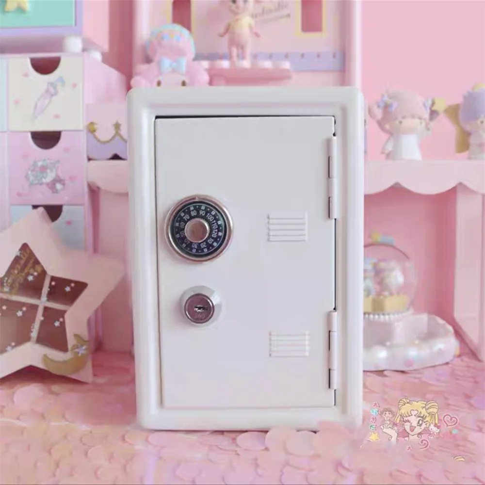 New Safe Box Pink Decorative Savings Box Bank Metal Iron Mini Dormitory Storage Cabinet Money Box Kawaii Girl Gift