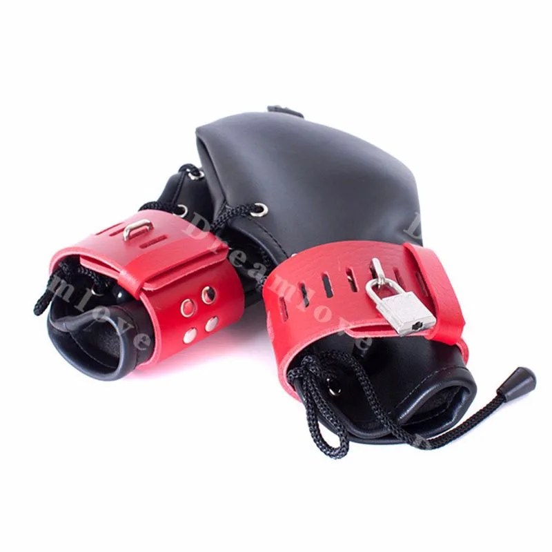 Juego de rol de cuero para mascotas, guantes de mano con cerraduras de almohadilla y anillos en D, disfraz de perro, ropa fetiche para mujer
