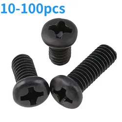 10-100PCS M3 M3.5 M4 M5 Round Head Screw Black Phillips Pan Head Screws Electronic Machine Screws and Bolts