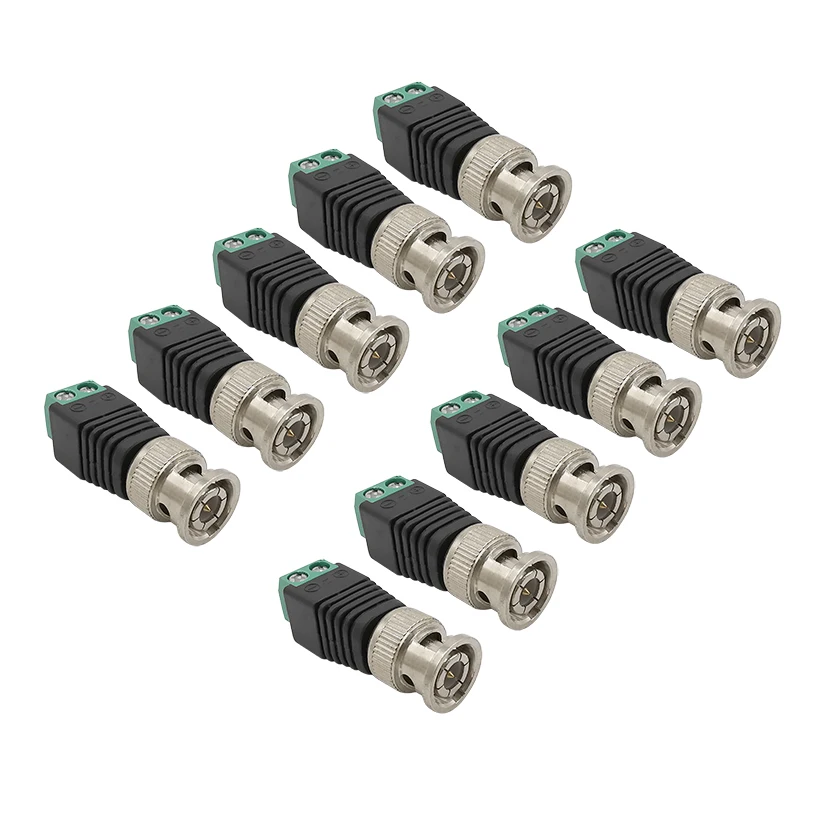 10Pcs BNC UTP Video to Mini Coax CAT5 Connector Adapter BNC Plug For CCTV Camera System Accessories