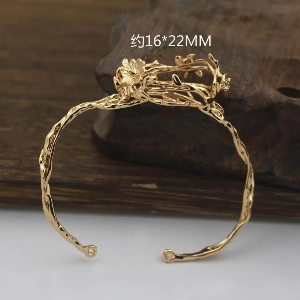5pcs Flower Leaf Vine Branch Bracelet Bangle 16x22mm Cabochons Bases Casted Colors Jewelry Accessoies Women Open Cuff Bangle view 6