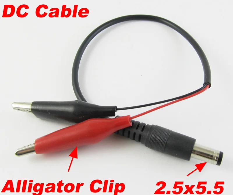 1 set 25cm Test Cable 5.5 x 2.5mm DC Power Male Plug to Dual Alligator Clip