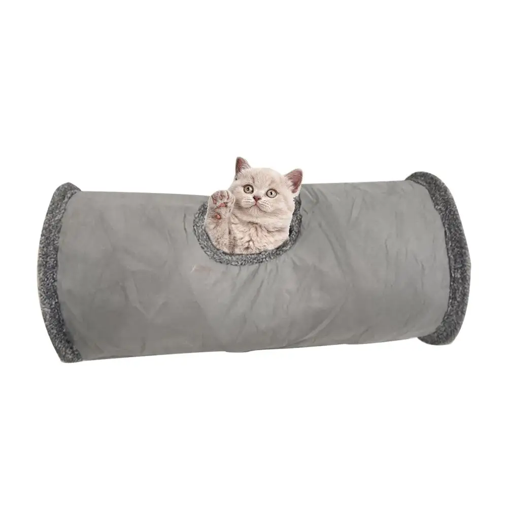 Pet Cat Tunnel Cat Toys 2 Holes Play Tunnel Hole Foldable Fleece-lined Cat Tent Toy Kitten Rabbit Animal Play Tunnel Tube