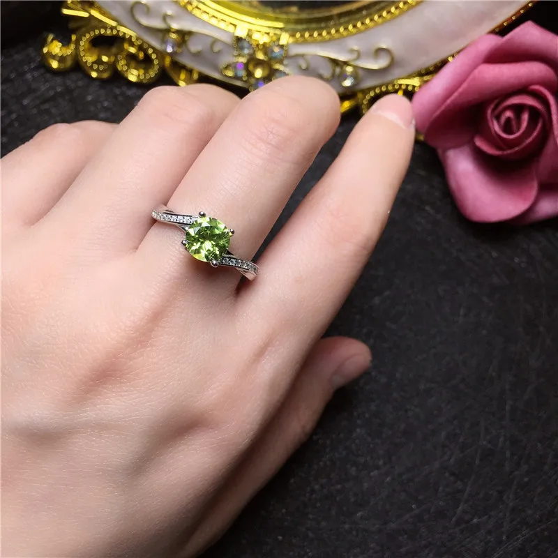 

1ct 7mm VVS Grade Natural Perdiot Ring for Daily Wear Solid 925 Silver Peridot Jewelry Woman Brithday Gift