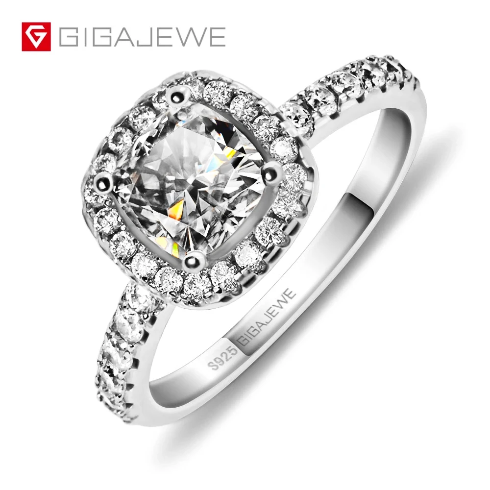 

GIGAJEWE Moissanite Подарочное D 1.0ct алмазное кольцо с бриллиантом, 18K позолоченное 925 серебряное кольцо, ювелирное изделие, подарок для девочки