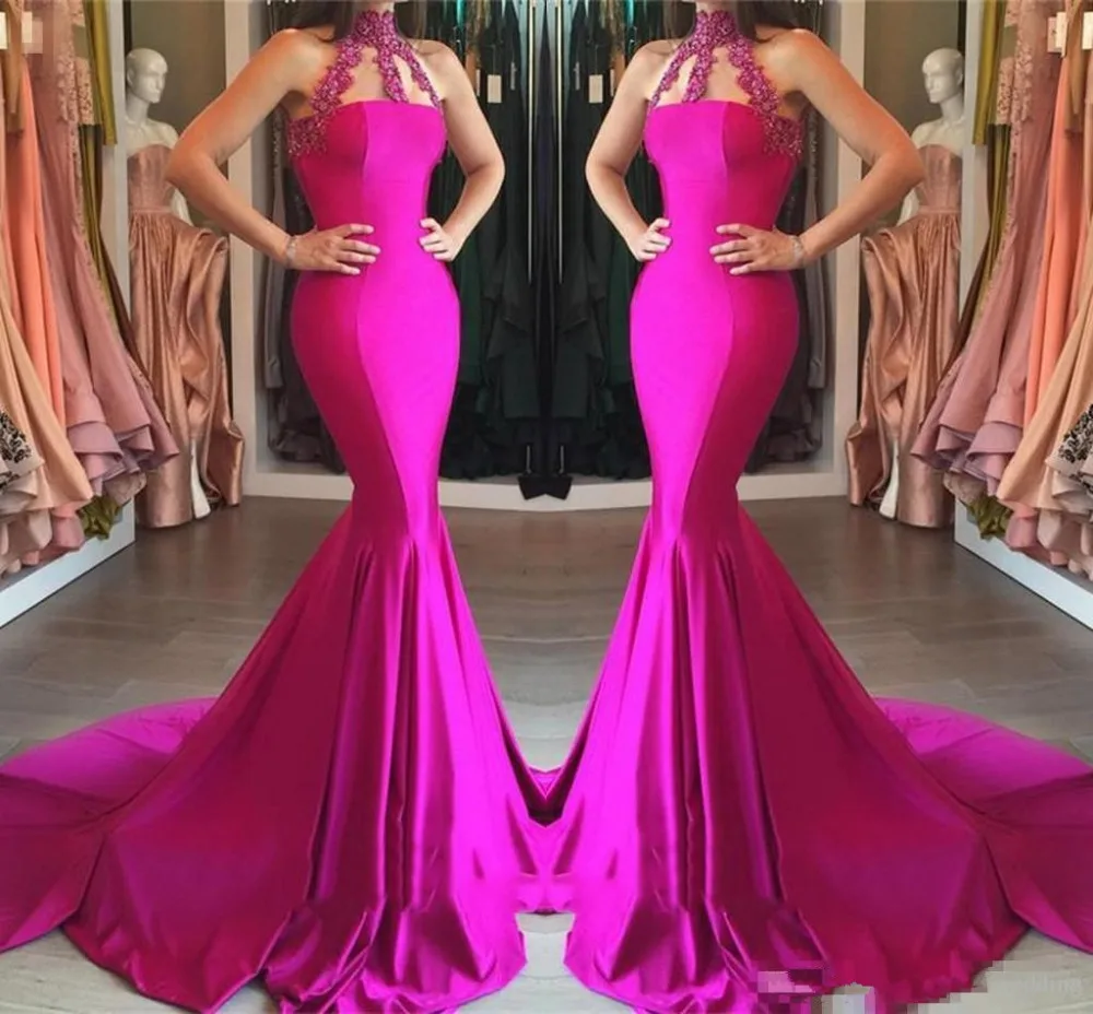 2019 Avondjurken Lange Hoge Hals Lace Applique Prom Jassen Robe De Soiree Mermaid Prom Jassen Custom Formele Gown Avond jurk