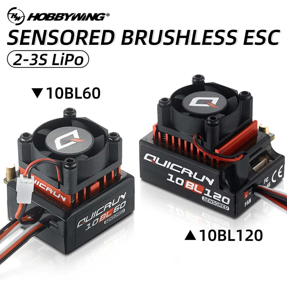 Hobbywing QUICRUN Sensored 10BL120 120A /10BL60 60A 2-3S Lipo Brushless ESC for 1/10 Car