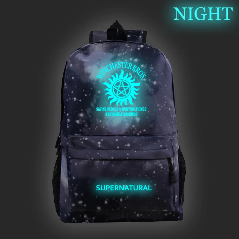 Hot Supernatural Luminous Backpack Winchester Bros Sam Dean Boys Girls School Rucksack Men Women Teens Travel Bag