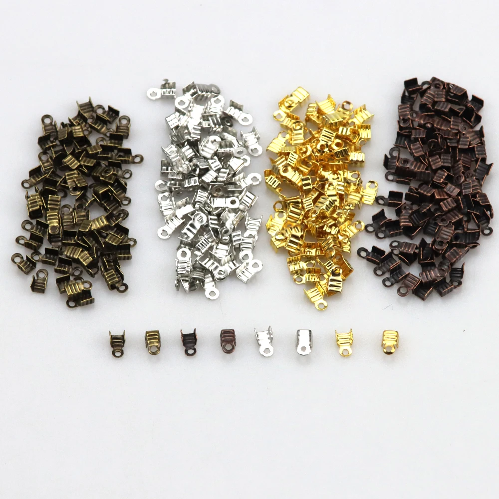 

3*6MM 100 Pcs/Lot Of Multi-Color Metal DIY Jewelry Accessories Necklace Bracelet Clip Buckle Leather Rope Baotou