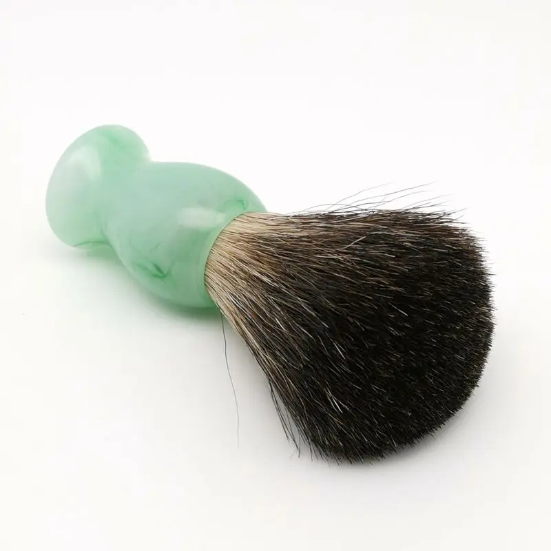 TEYO Emerald Green Pattern Resin Handle Black Badger Hair Shaving Brush