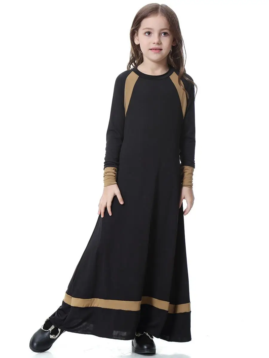 Muzułmańskie dzieci dziewczyny Maxi sukienka abaja arabskie z długim rękawem modlitewna Kaftan szata Kaftan islamska odzież arabski Kaftan w stylu