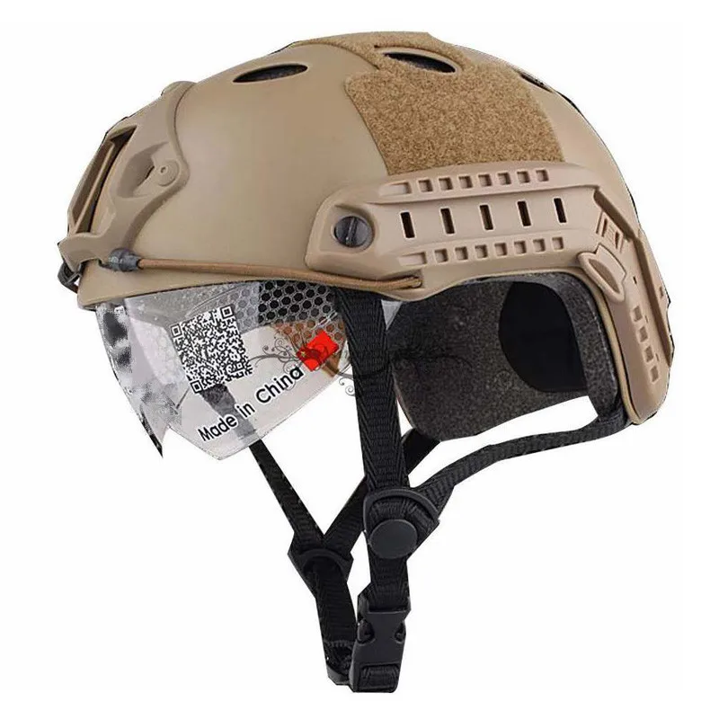 Tactical Fast Helmet PJ Cover with Goggles Paintball Hunting Jumping Protective Lightweight Helmet Face Mask