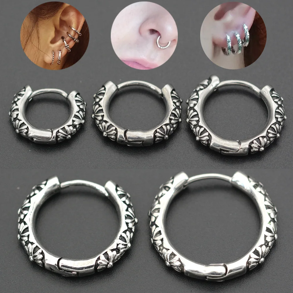 

Starose 16G Punk Flower Ear Lobe Piercing Jewelry Nipple Nose Ring Clicker Tragus Daith Helix Piercing Rook Pircing Hoop Earring